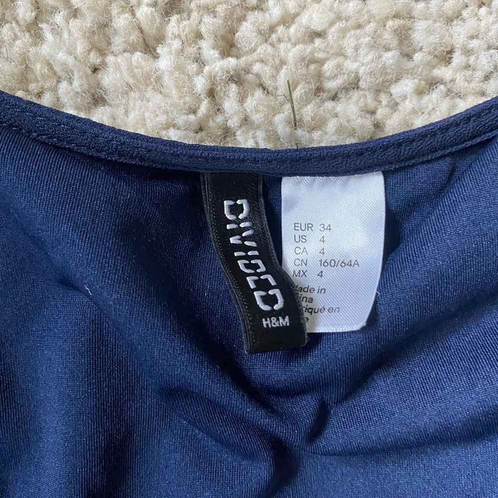 H&M divided fringy bottom navy blue modest casual chic spring / summer r… - Picture 3 of 4